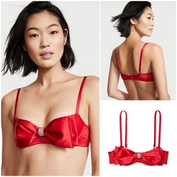 🆕️Victoria's Secret Dream Angels Wicked Unlined Bow Balconette Bra & Panty - Picture 2 of 16